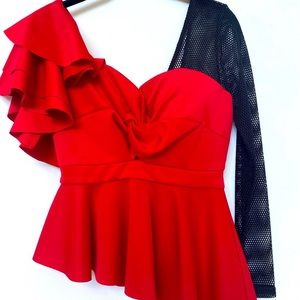 Red and Black blouse. Size S. New with no tags.
